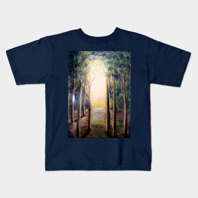 Landscape sunrise in forest Kids T-Shirt by SunilAngra